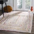 thumbnail image 1 of Safavieh Collection Tressée BRD210B Tapis Réversible en Coton Fait Main Boho, 9 Pieds x 12 Pieds, Ivoire / Multi, 1 of 4
