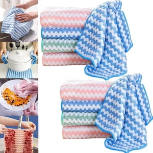 Ensembles de vêtements de nettoyage de fibres de velours de corail épais pour l'absorption d'huile non-brillante 10 Emballage en couleurs mélangées - Nettoyage à sec par voie humide à usage domestique réutilisable 10PCS