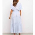 thumbnail image 4 of Birdeem Robe Décontractée Mode Femme Couleur Unie Col en V à Lacets Manches Évasées, 4 of 6