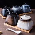 thumbnail image 2 of Simple Ceramic Sugar Bowl Salt Pot Pepper Storage Jar Practical Seasoning Pot Container Condiment Spice Box Holder for Home Kitchen (Ink Snow), 2 of 9