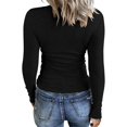thumbnail image 3 of Women Long Sleeve Scoop Neck Ribbed Shirt - Fitted Knit Basic T-Shirts with Lightweight Breathable Fabric, 3 of 6