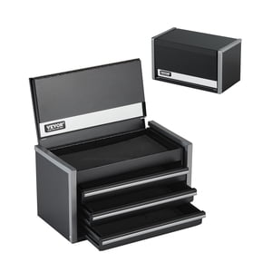 VEVOR Boîte à outils 8.6 pouces en métal portable boîte à outils avec 3 Dessinateurs Outil Organisateur Noir