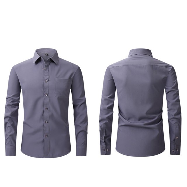 Dress Shirts for Men with Pocket Long Sleeve Big & Tall Tshirts Shirt Button-Down Collared Wrinkle-Free Solid Color Business Work Tops