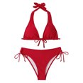 thumbnail image 4 of EGNMCR Bikini Set Women's Solid Bikini Strap Bikini Deep V Split Swimsuit, 4 of 5