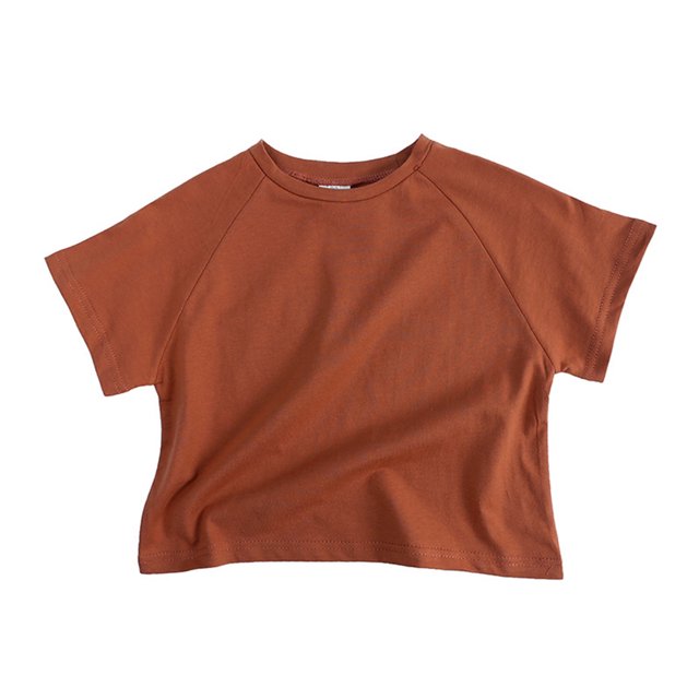 T-Shirts à Manches Raglan Unies Unisexes pour Enfants, Hauts Décontractés Légers à Col Rond pour Enfants, Été