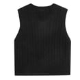 thumbnail image 3 of Fridja Débardeur Tricoté Sans Manches pour Femmes, Haut Court Uniforme, 3 of 4