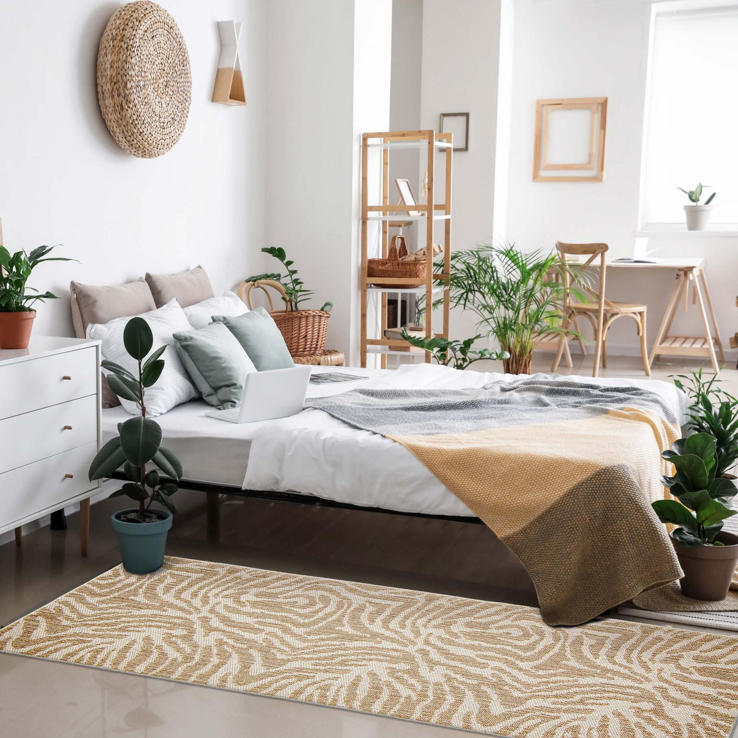 ECARPET Jute Style Area Rug for Bedroom, Living Room