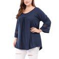 thumbnail image 3 of GRACE & GRANDEUR Women's Plus Size  Casual Solid Raglan Sleeves Tops Blue 3X, 3 of 7
