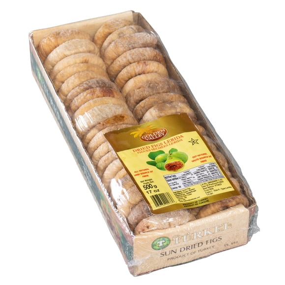 Golden Valley - Dried Turkish Figs - Lerida - 1ct - 500g - Premium Sun-Dried Mediterranean Figs with Soft and Succulent Texture (1ct)