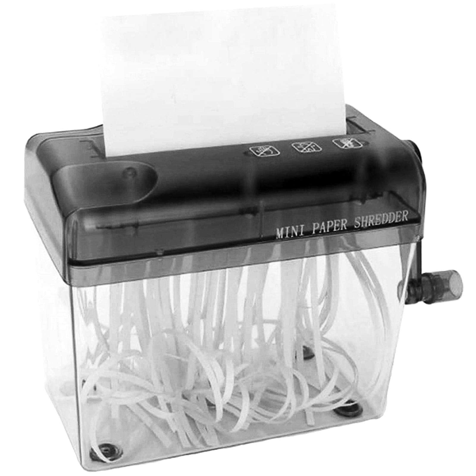 Compact Hand-Crank Paper Shredder for Home & Office - Manual Desktop Strip-Cut Shredder (3mm Strips) for Bills/Receipts, 2 Sheets Capacity, 12cm Feed Inlet, Lightweight 480g, PP & Metal Construction