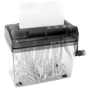 Déchiqueteuse compacte de papier pour la maison & Bureau - Déchiqueteuse manuelle de bureau (3mm Bandes) pour les factures/reçus, 2 Capacité des feuilles, 12cm Inlet d'alimentation, léger 480g, PP & Construction de métaux