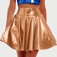 thumbnail image 2 of Jupe Mini Brillante pour Femme Jupe Patineuse Mini Évasée Extensible Taille Haute Plissée Évasée en Ligne Jupe de Danse Ensemble Jupe et Haut pour Femme Café S, 2 of 4