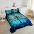 thumbnail image 4 of Erosebridal Blue Dragonfly Comforter Sets Queen Size,Ombre Gradient Bedding Queen Comforter Set,Animal Decor,Reversible,Breathable,3-Piece, 4 of 7