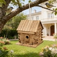 thumbnail image 4 of Wooden Bird House with Graffiti Design, Durable Wooden Bird Feeder for Parrots Breeding, Outdoor Courtyard Shelter with Hanging Rope in Multiple Colors, Brown, 4 of 6