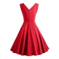 thumbnail image 3 of Pompotops Robe d'Été Sans Manches Sexy Col en V Vintage Unie pour Femmes, 3 of 6