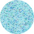 thumbnail image 1 of Ahgly Company Machine Washable Indoor Round Transitional Tron Blue Area Rugs, 6' Round, 1 of 7
