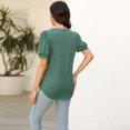 thumbnail image 5 of AherBiu T-Shirts pour Femmes à Encolure Carrée, Coupe Ample, Plissés, Tendance, Décontractés, Confortables, Manches Courtes, T-Shirts, 5 of 5