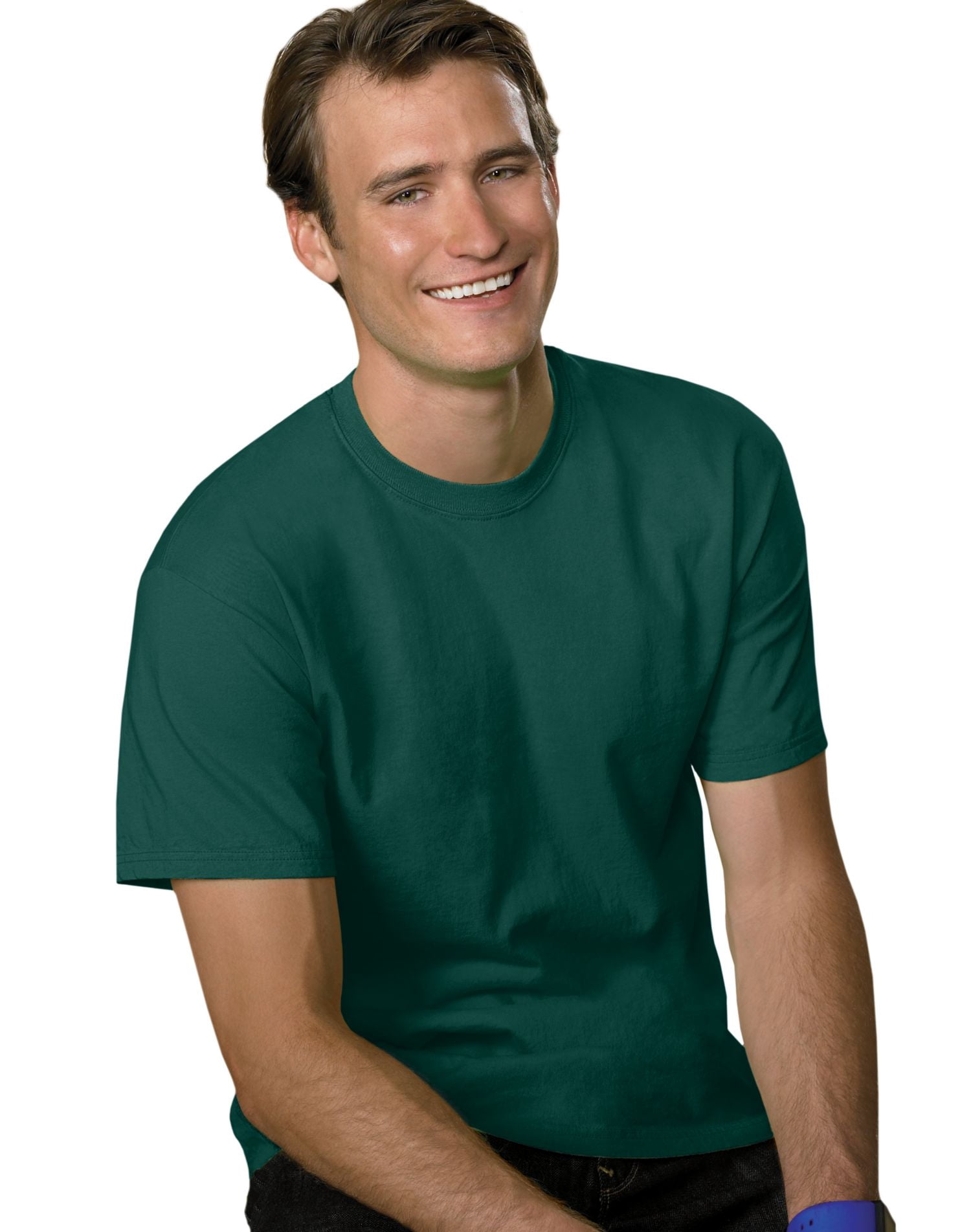 Hanes Mens 5.2 oz HEAVYWEIGHT Short Sleeve T-shirt, M, Deep Forest
