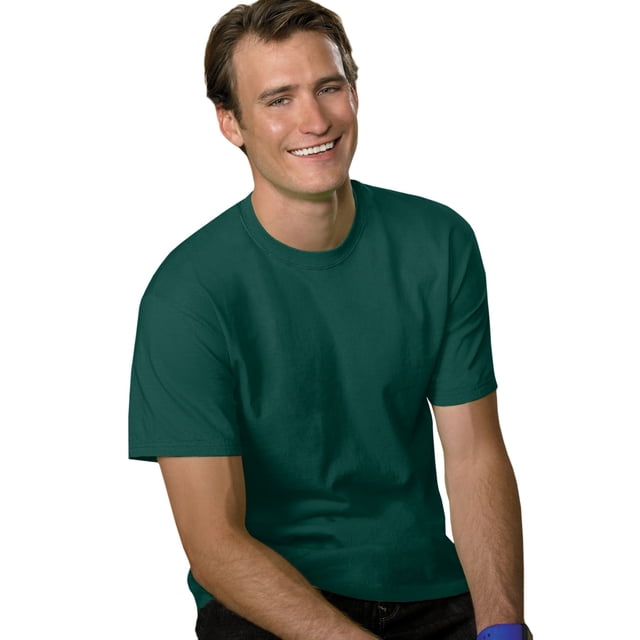 Hanes Mens 5.2 oz HEAVYWEIGHT Short Sleeve T-shirt, L, Deep Forest