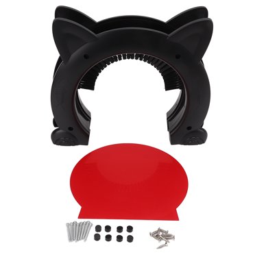 Porte pour Chat, Portes pour Animaux de Compagnie pour Chats Porte Intérieure Porte Intérieure Trou pour Chat Boîte à Litière Cachée avec Brosse de Toilettage pour Chats, 8.9x10.4x2.2in
