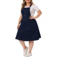 thumbnail image 4 of GRACE & GRANDEUR Robe Salopette pour Femme Grande Taille Boutonnée à Bretelles Ajustables Robe en Denim Bleu Foncé 1X, 4 of 5