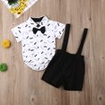 thumbnail image 4 of EYIIYE Bébé Garçon 2PCS Ensemble de Tenue, Moustache Bow Romper + Bretelles Shorts, 4 of 7