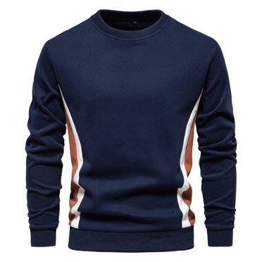 LUOGENLI T-shirts pour Homme pour Hommes T-Shirt de Sport Ample à Col Rond T-Shirt à Manches Longues Chandail Ras du Cou T-shirts pour Hommes T-shirts Graphiques Pêche Vêtements d'Été Bleu Marine TG
