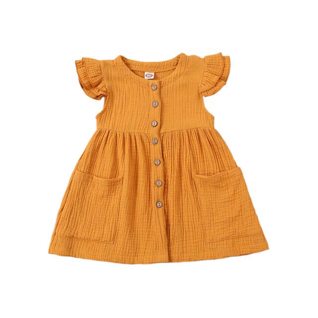 Xingqing Kids Baby Girls Organic Cotton Ruffled Tunic Dress Swing Sundress Princess