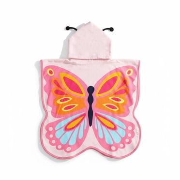 Serviette de plage à capuche Mainstays, motif papillon, 1 pièce, 24 po x 48 po, 325 g/m²