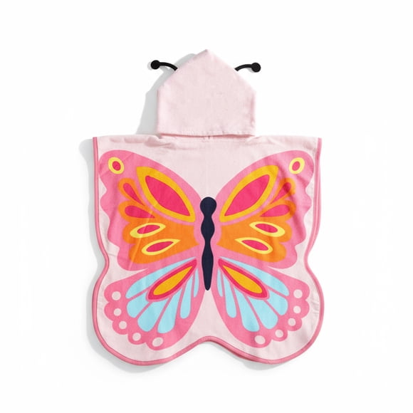 Mainstays Hooded Beach Towel, Butterfly,1 Piece, 24" x 48, 325 GSM