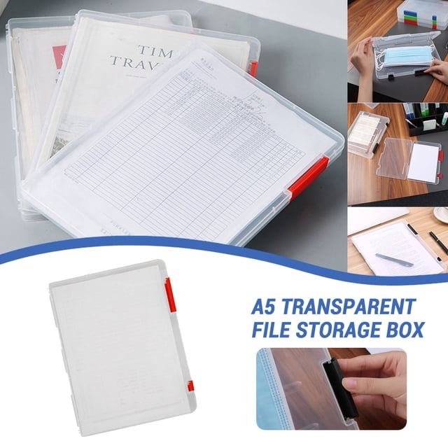 Xihbxyly A5 Transparent Storage Box Clear Plastic Document Paper Filling Case File Box