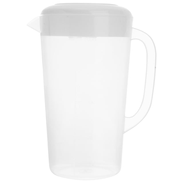 MasteelfCA Large Capacity Beverage Storage Container Heat Resistant Cold Water Jug Plastic Juice Pitcher Household Teapot Kettle with Lid (White)