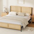 thumbnail image 2 of GloryStar Bohemian Wooden Platform Bed, Natural Rattan Headboard & Footboard with Quiet Metal Frame, Easy Assembly, No Box Spring Required, 2 of 4