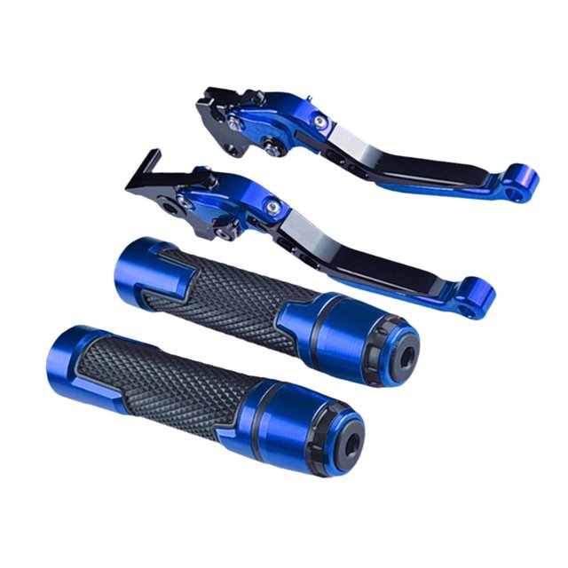 DYNWAVECA Motorcycle Clutch Brake Levers Set Foldable Sturdy Replaces High Reliability Expandable Handlebar Hand Grips for CBR650R Blue