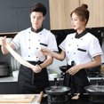 thumbnail image 4 of Chef Uniforms Women Short Sleeve Double Chef Coat Double Breasted Working Jacket Restaurant Kitchen Cooking Clothes Workwear White XL, 4 of 9
