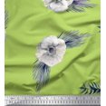 thumbnail image 1 of Soimoi Green Moss Georgette Fabric Leaves & Anemone Floral Printed Fabric 1 Yard 42 Inch Wide, 1 of 5