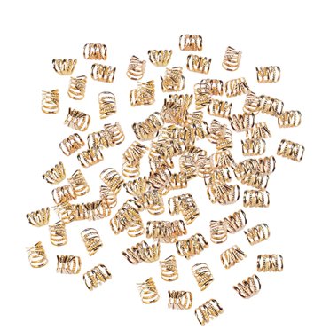 100Pcs Metal Dreadlock Beads, Hair Jewelry for Women Braids Cuffs Dread Locks Braiding Beads Hair Decoration Clips Hair Braid Rings Clips Gold
