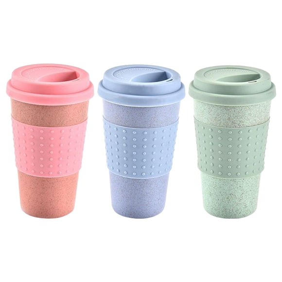3pcs Coffee Tea Mug with Silicone Lid Travel Mug Reusable Mug Portable Cup Water Cups
