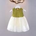 thumbnail image 2 of FAOWME Robe d'Été pour Filles Robe de Plage Étoilée Robe de Fête pour Enfants Robe d'Été Étoilée Robe de Fête de Plage Petite Fille Jupe Manches Courtes Vert 4-5 Ans, 2 of 8