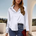 thumbnail image 5 of Ladies Tops, Women's Solid Color Long Sleeved Button Turndown Collar Fashionable Top, Birthday Gifts, 5 of 5