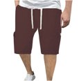 thumbnail image 1 of FcBaudy Mens Shorts, Shorts Men, Half Shorts Pants Man Fashion Leisure Solid Color Multiple Pockets Draw Rope Five Quarter Pants Men Polyester Blouse And Pants, 1 of 5