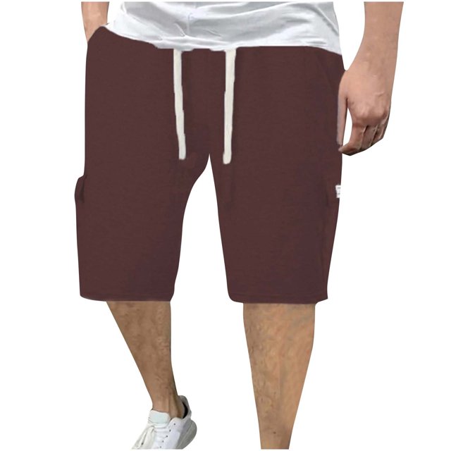 FcBaudy Mens Shorts, Shorts Men, Half Shorts Pants Man Fashion Leisure Solid Color Multiple Pockets Draw Rope Five Quarter Pants Men Polyester Blouse And Pants