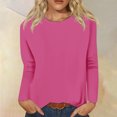 thumbnail image 2 of Timegard Womens Tops Long Sleeve Round Neck Solid Color Basic Tee Fall Casual Comfy Loose Tops Blouse, 2 of 5