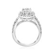 thumbnail image 3 of 2 Ct Diamond Cushion Halo Engagement Ring Double Row Solitaire White Gold, 3 of 4