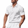 thumbnail image 2 of Txeol Limited Time Deal Mens Short Sleeve Shirts Casual Athletic Fit Button V Neck Tee Shirt Solid Color Basic Workout Muscle Tops,White,L, 2 of 10