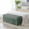 thumbnail image 2 of Long Bench Cover Stretch Seat Case Protector Removable Piano Bench Cushion Cover for Hotel, Kitchen, Bedroom, Living Room, Decor Green, 2 of 8