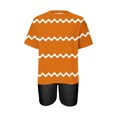 thumbnail image 3 of Mikilon Ensemble Élégant pour Femmes 2 Pcs Mode Décontractée Rayé Imprimé Col Rond Épaule Tombante Short Ensemble Deux Pièces Orange-C 2TG, 3 of 4