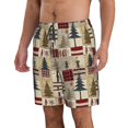 thumbnail image 2 of Sikiie Rustic Plaid Forest Lodge Print Men's Beach Shorts, High Elastic Quick-drying Shorts - with Drawstring and Slip Pockets, Suitable for Beach, Sports, Vacation-X-Large, 2 of 6