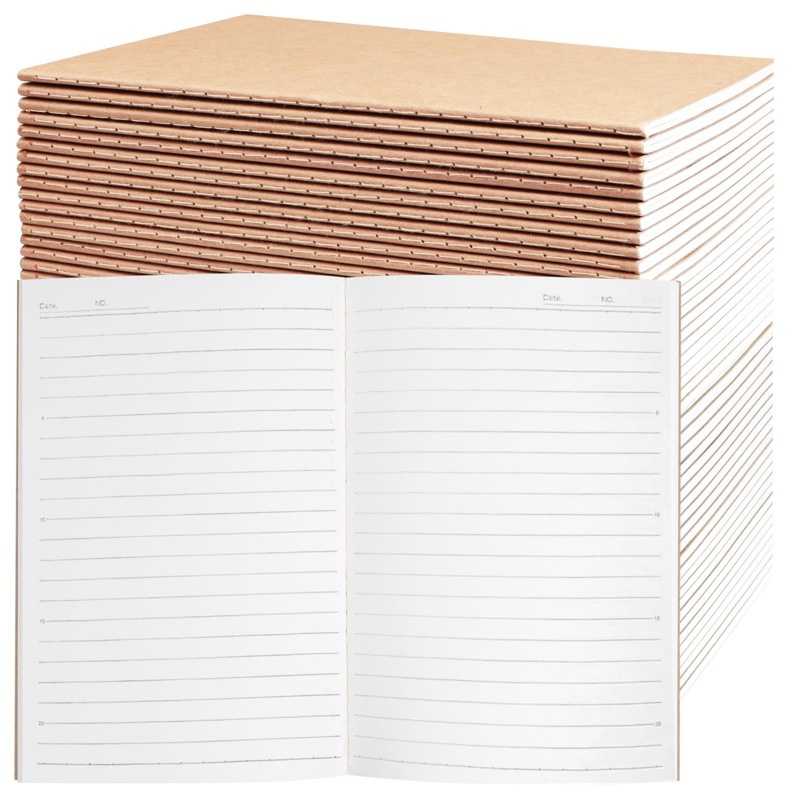 48 Pack A5 Kraft Notebooks Bulk, Lined Paper Journaling Notebooks, 8.3x5.5in 60 Pages Composition Notebook Travel Journal Set for Work, School, Students,Kids, Gift, Offi