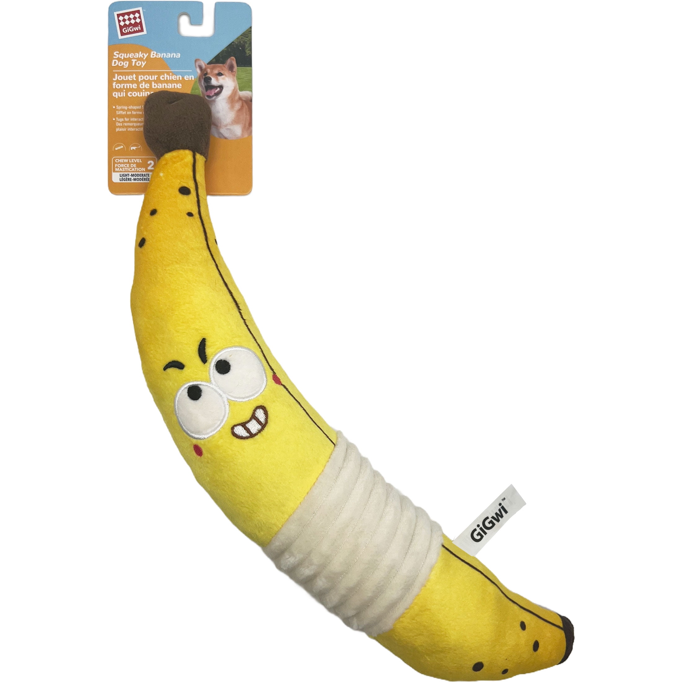 GiGwi Soft Squeaky 14.5" peluche banane chien jouet